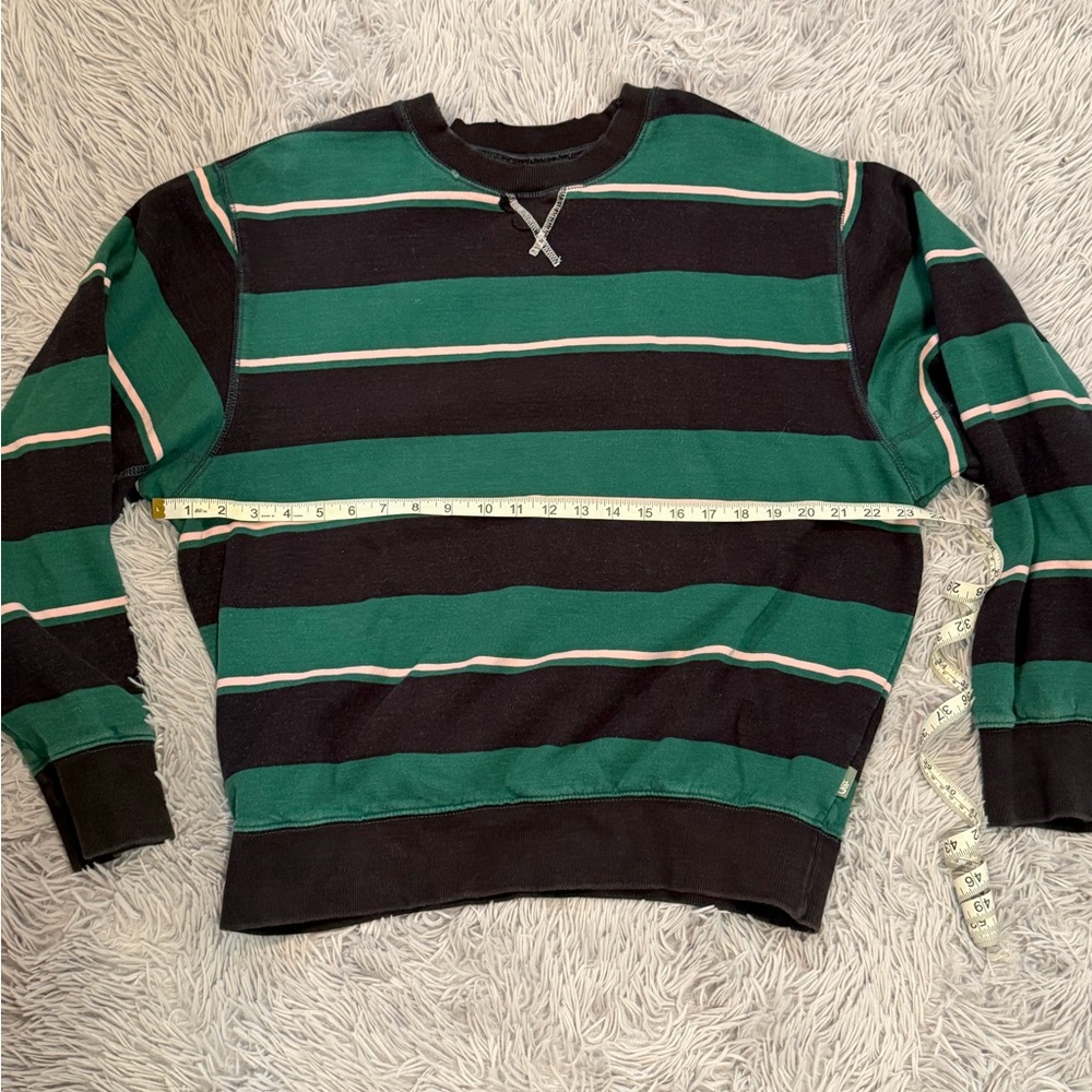 Women's Urban Outfitters Green, Navy and Pink Striped Crewneck Sweater - Picture 5 of 8